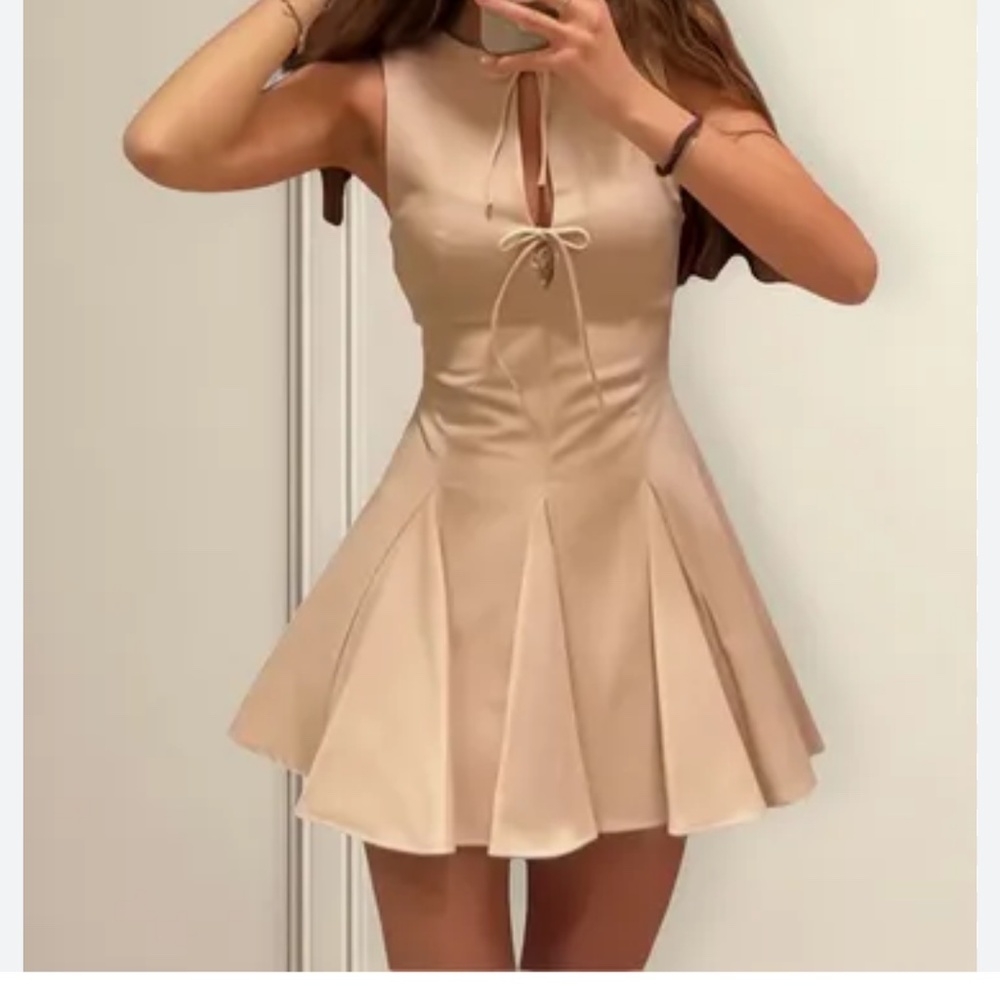 ZARA WOMENS DRESS SLEEVELESS TIE FRONT PLEATED A LINE SMALL
